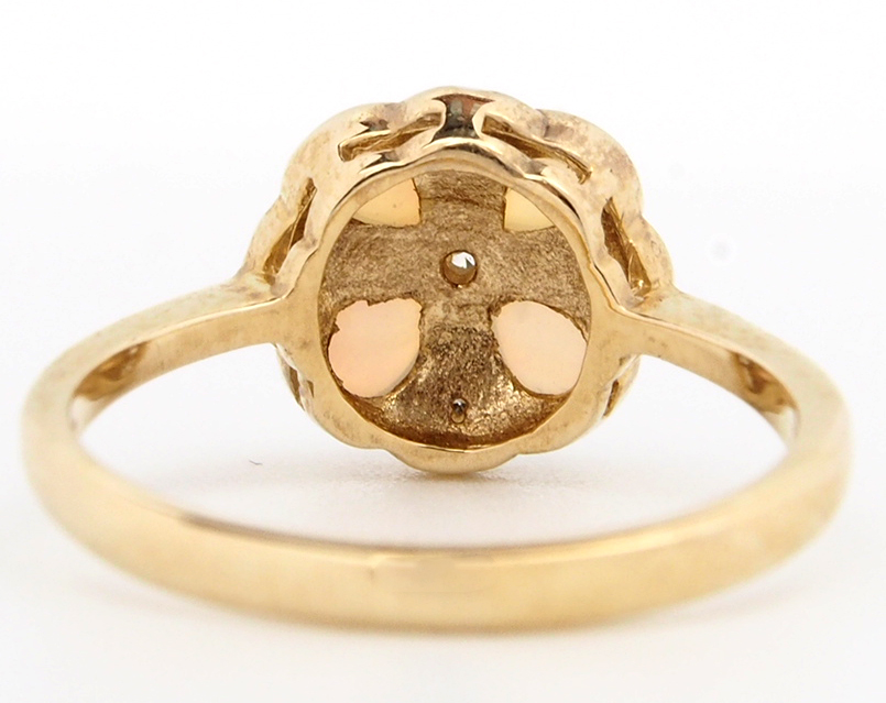 Opal & Diamond Cluster Ring - Smooth Setting