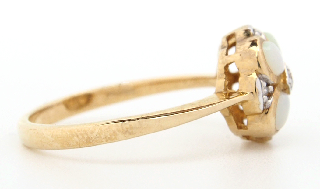 Opal & Diamond Cluster Ring - Smooth Setting