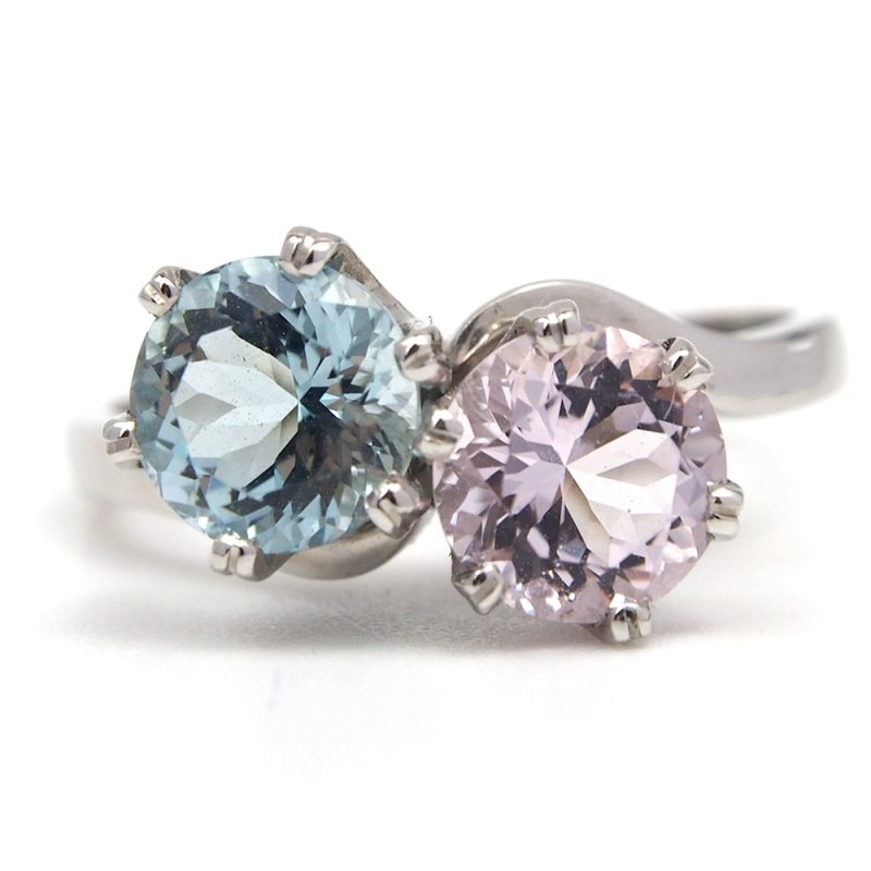 Aquamarine & Morganite Platinum Ring - Made By Albrow & Sons
