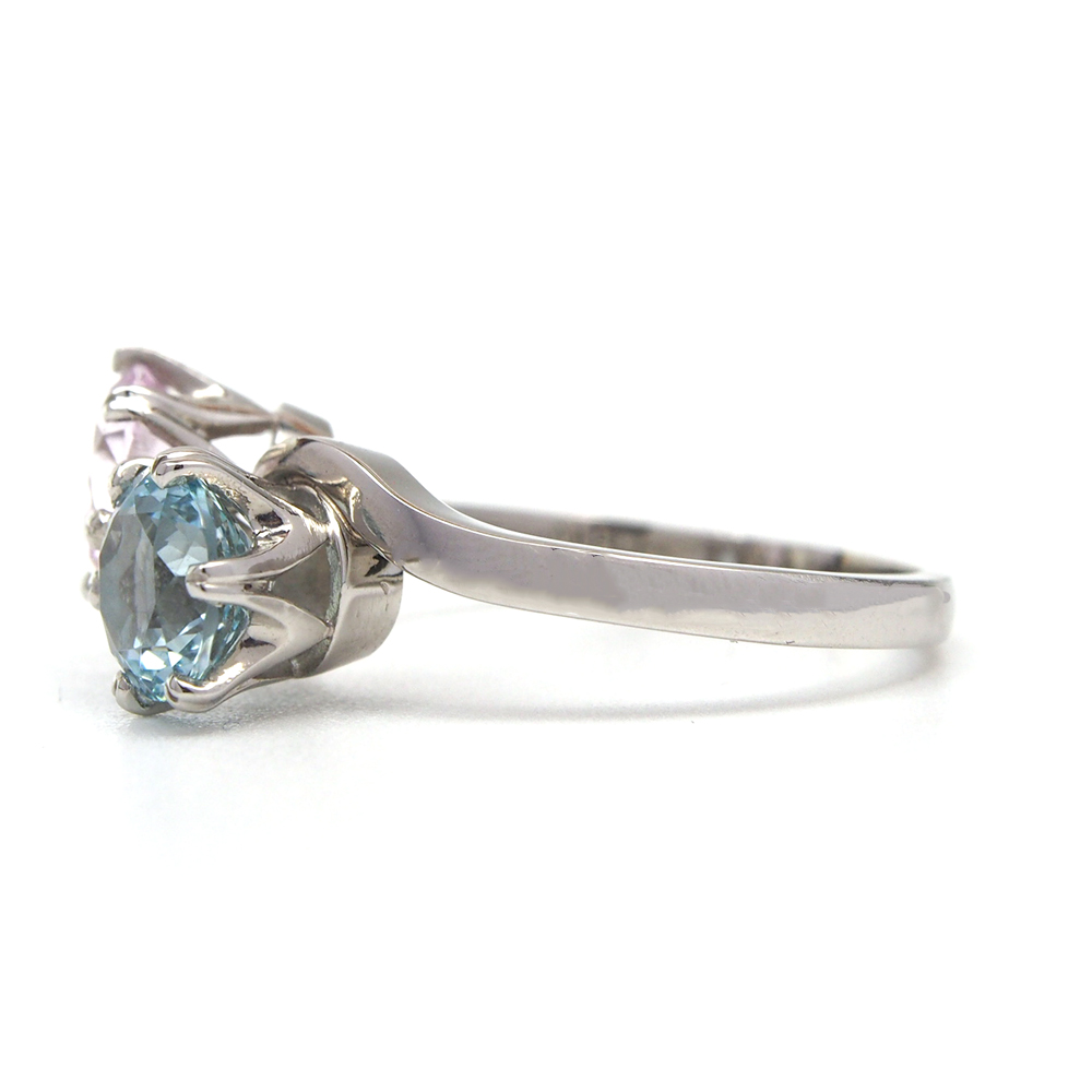 Aquamarine & Morganite Platinum Ring - Made By Albrow & Sons