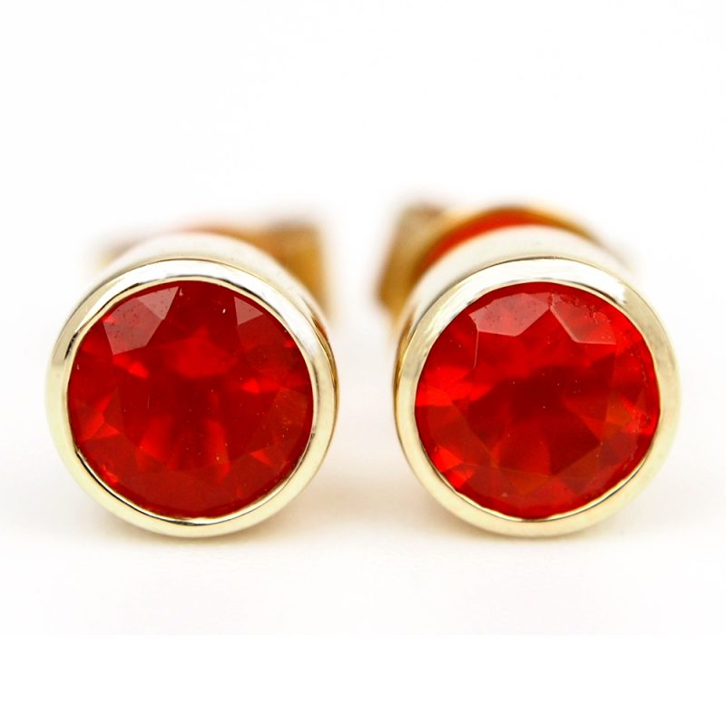 Opal Round Stud Earrings - Fire
