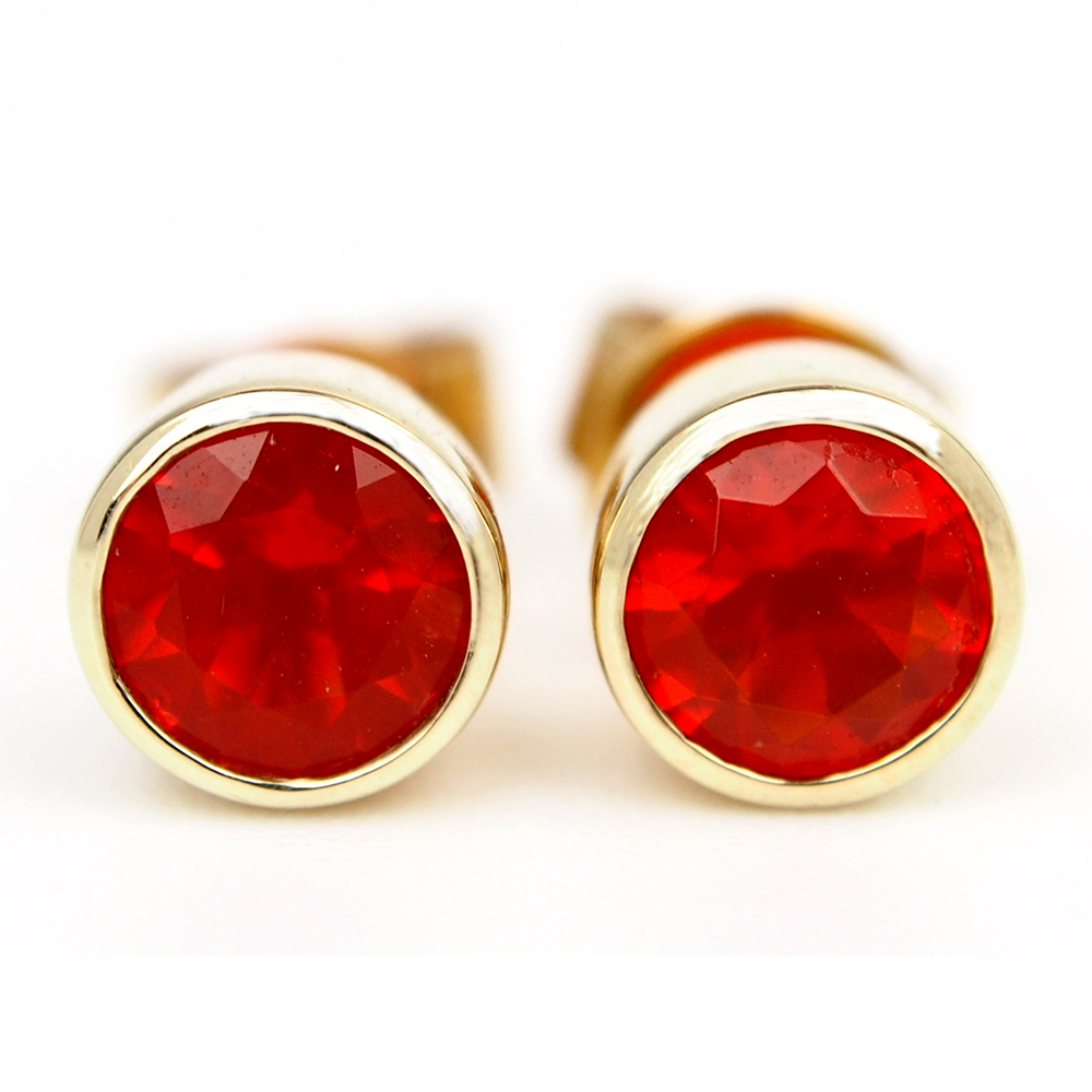 Opal Round Stud Earrings - Fire