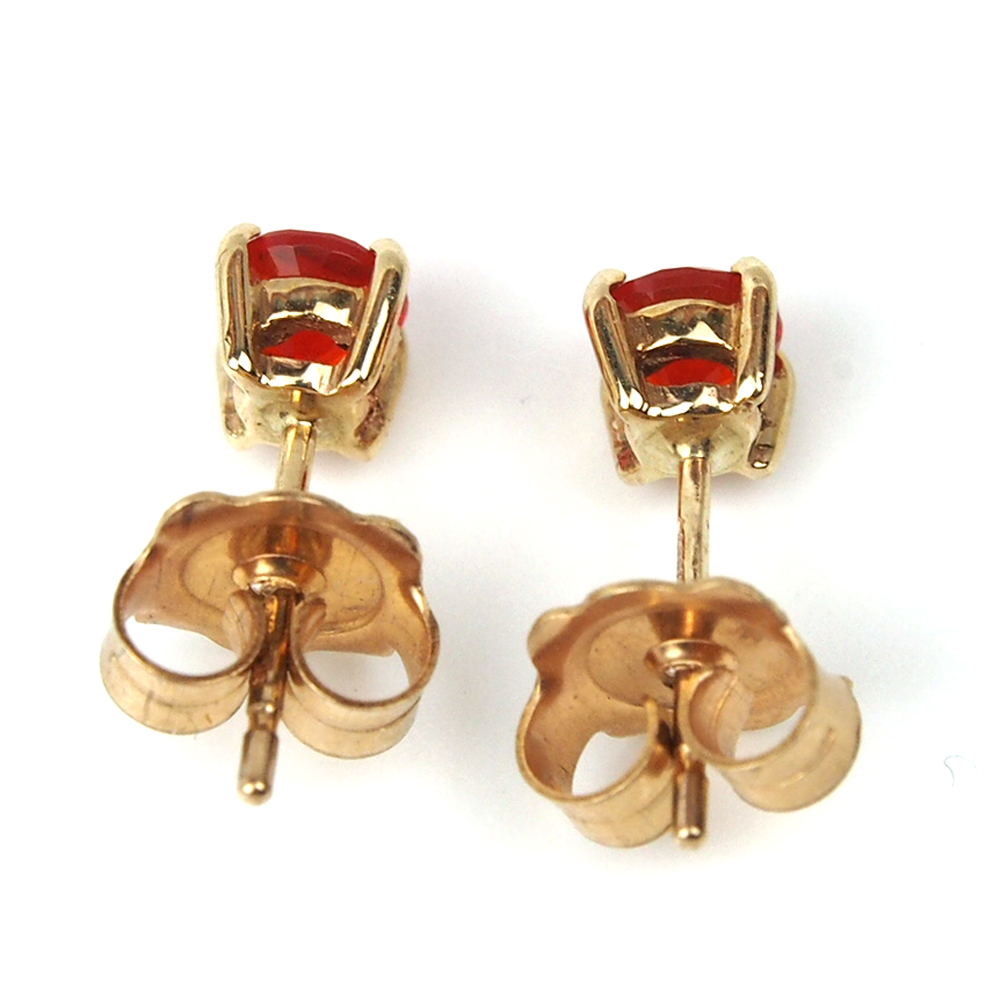 Opal Claw Set Round Stud Earrings - Fire