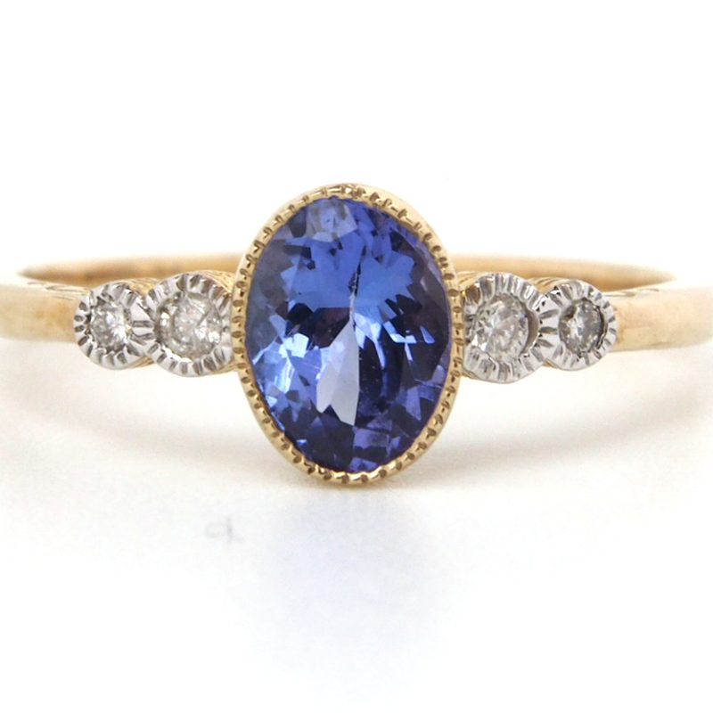 Tanzanite & Diamond Five Stone Ring