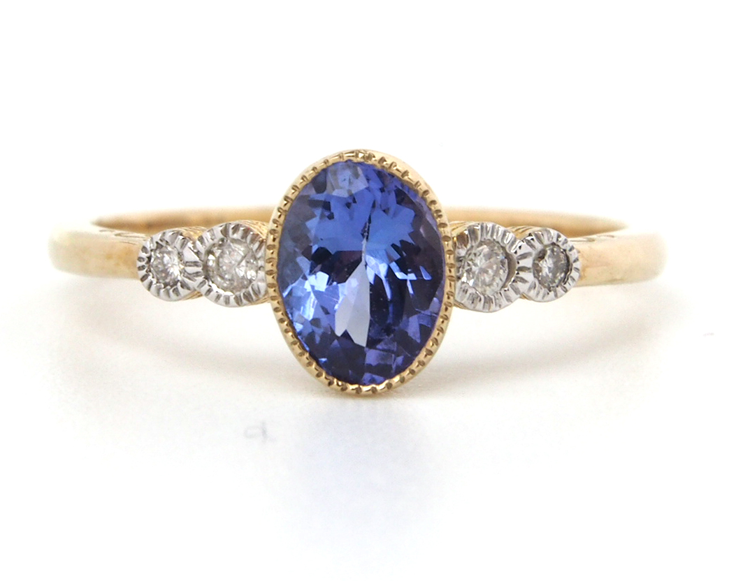 Tanzanite & Diamond Five Stone Ring