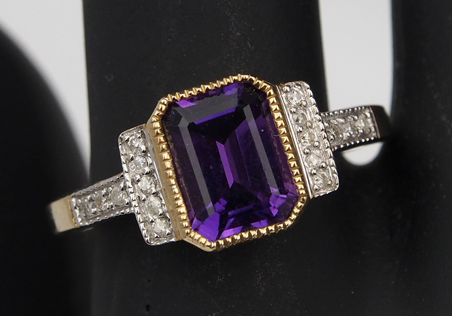 Amethyst and Diamond Ring