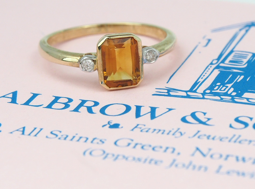 Citrine and Diamond Ring