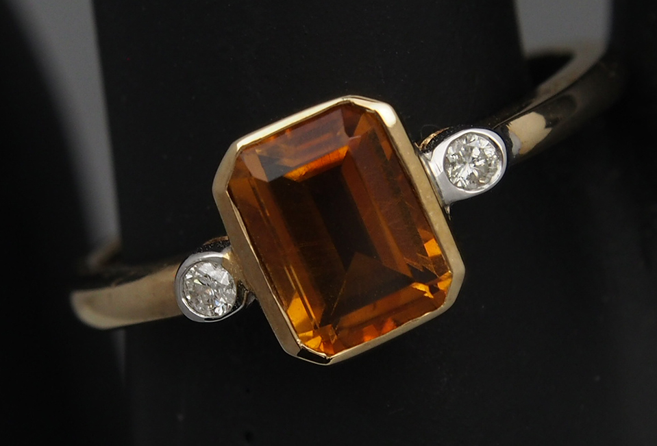 Citrine and Diamond Ring