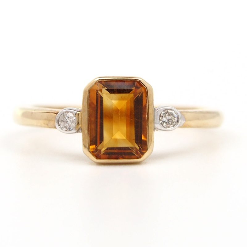 Citrine and Diamond Ring