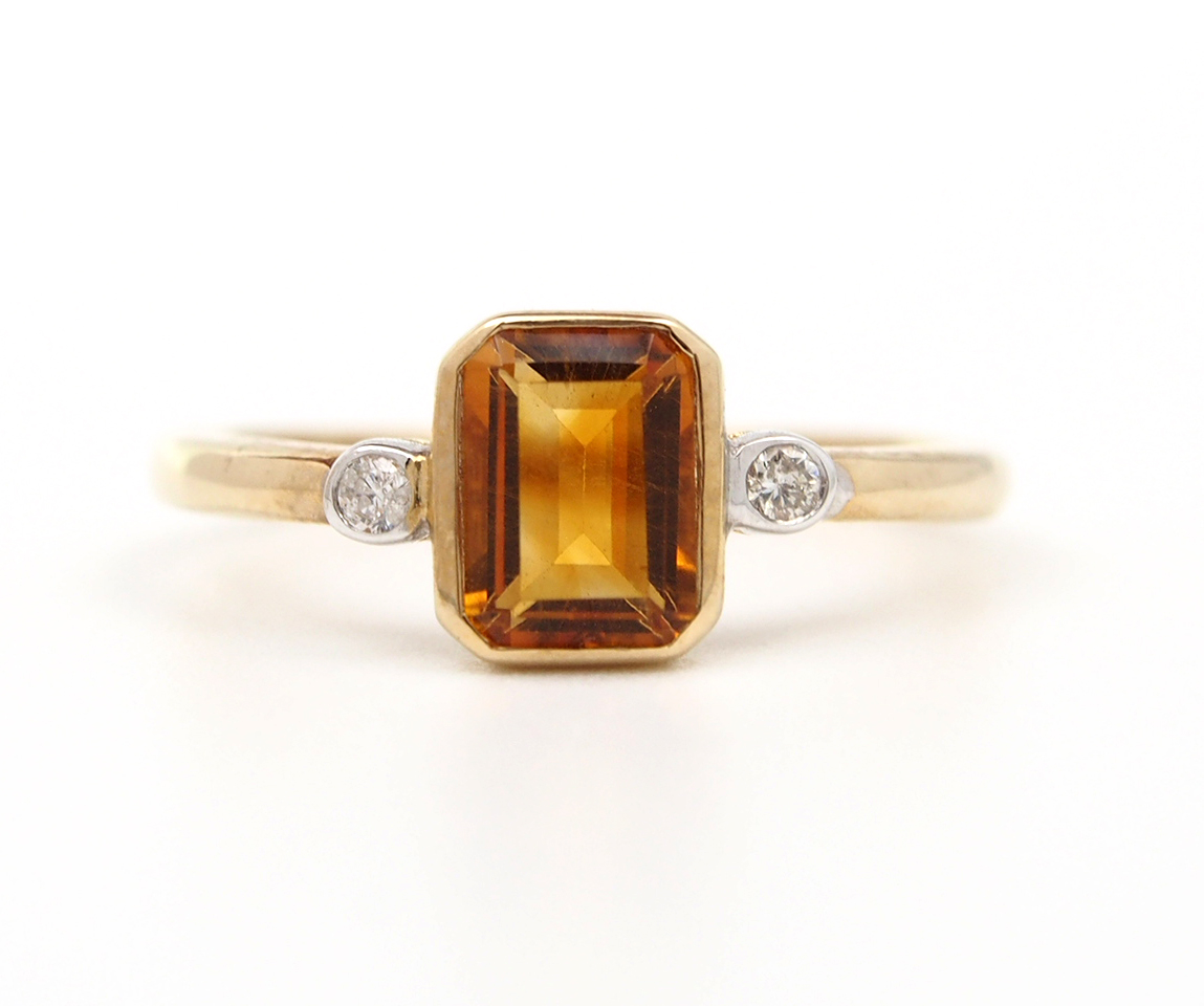 Citrine and Diamond Ring