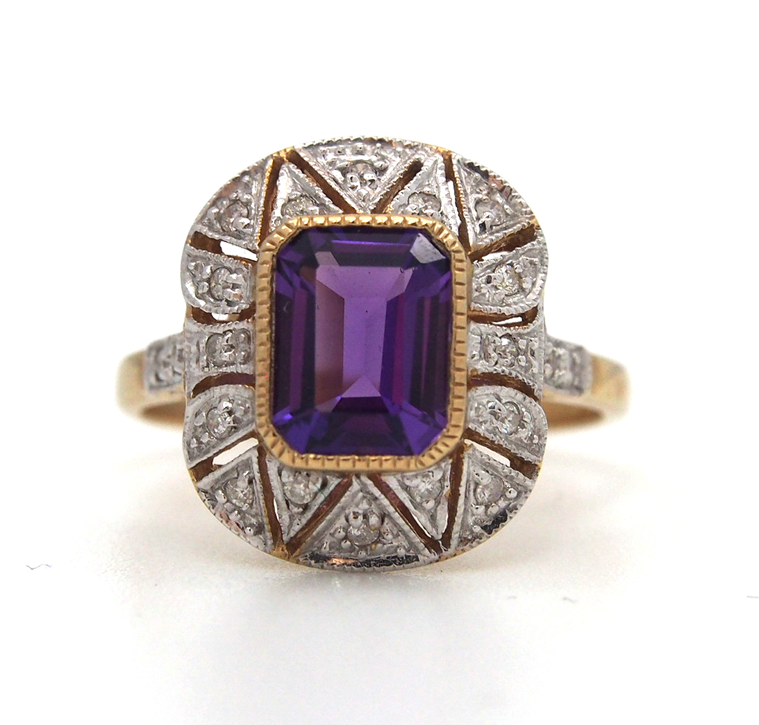 Amethyst and Diamond Ring