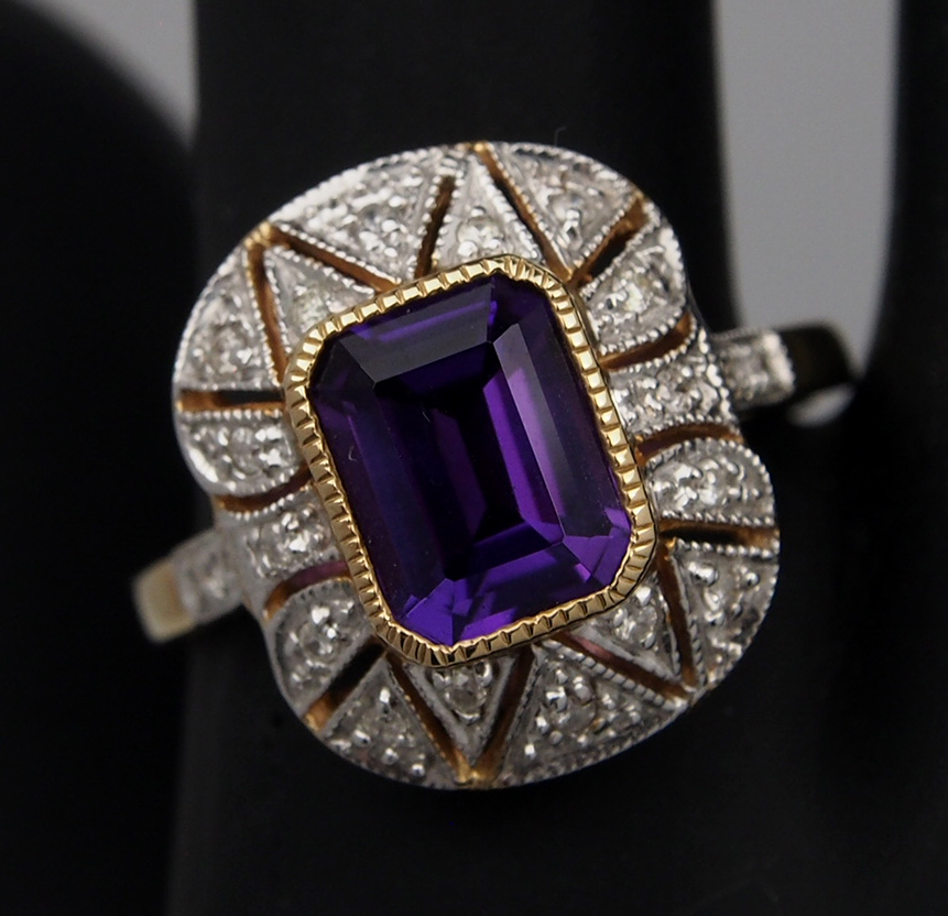 Amethyst and Diamond Ring