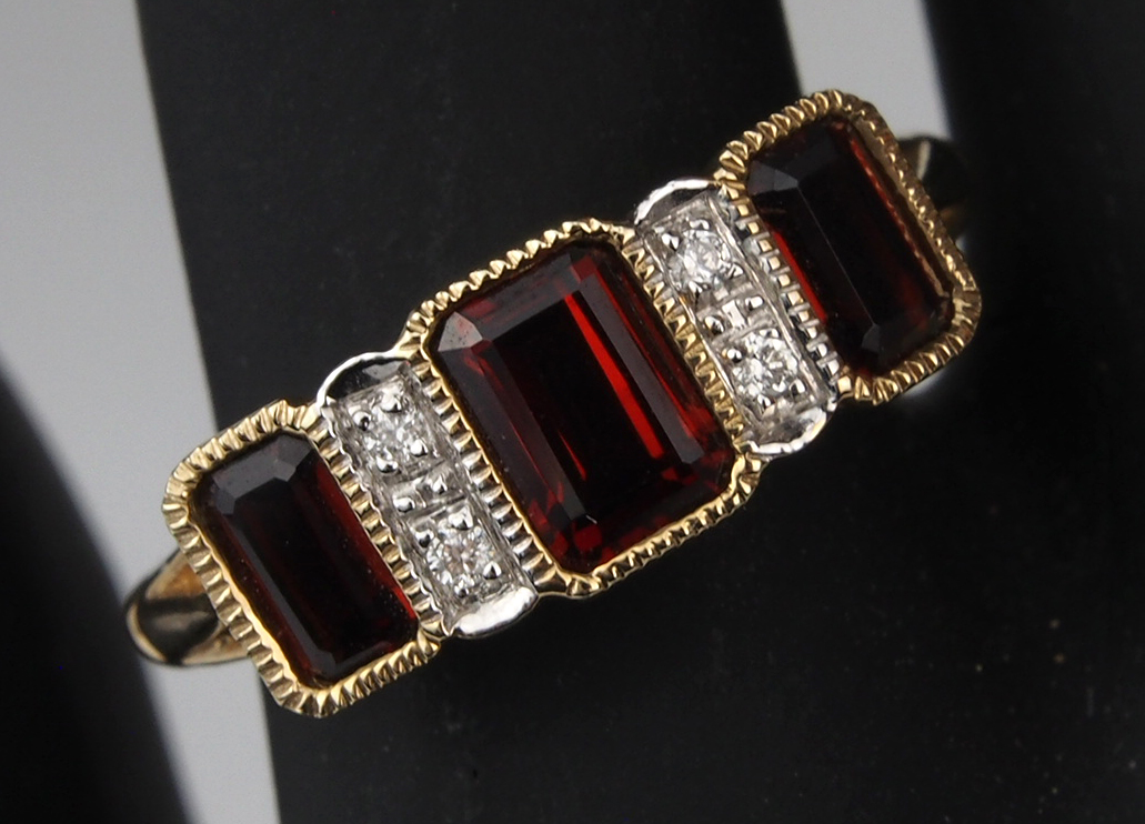 Garnet and Diamond Seven Stone Ring