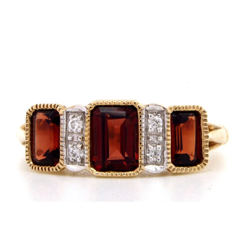 Garnet and Diamond Seven Stone Ring