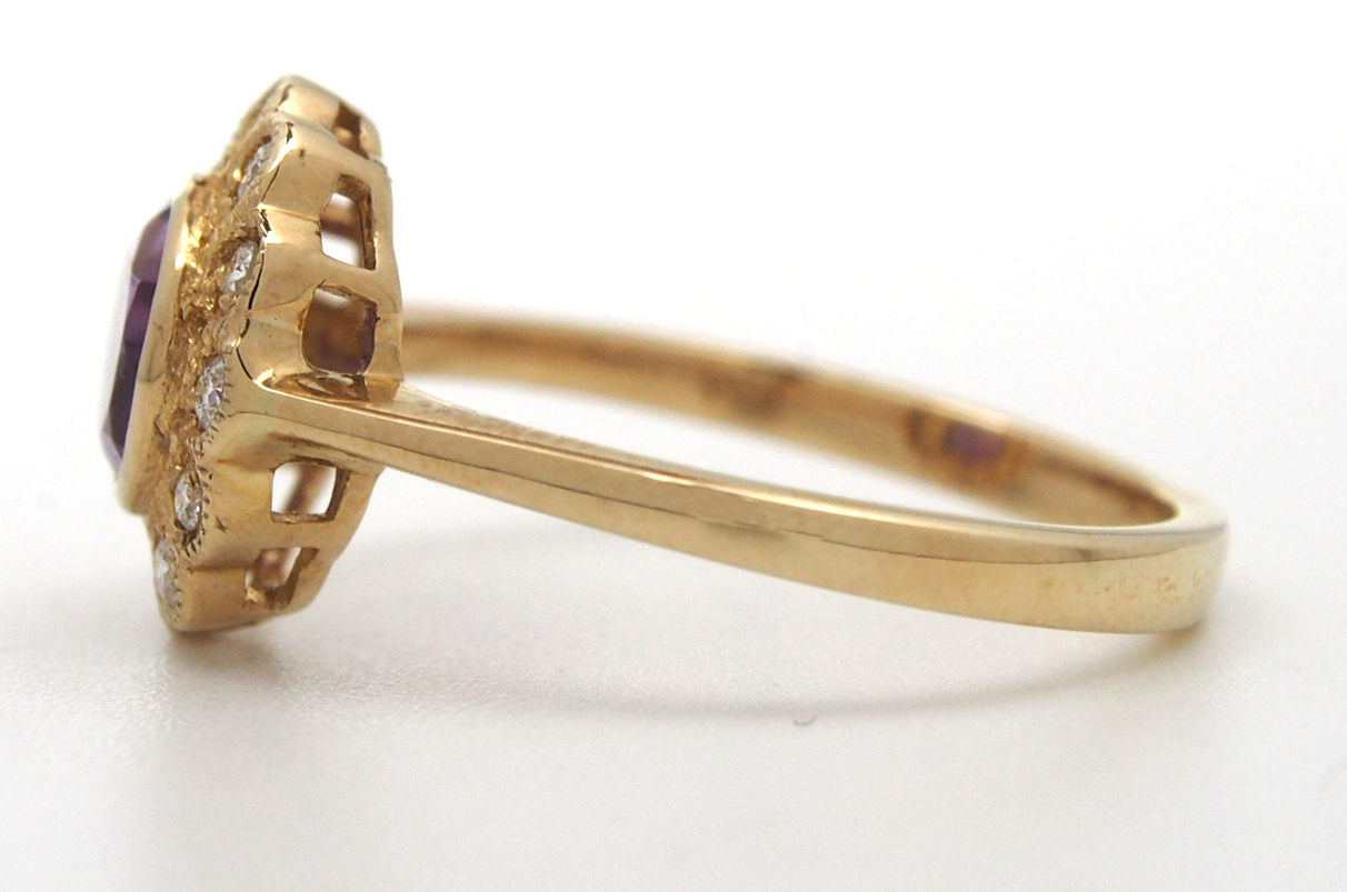 Amethyst and Diamond Cluster Ring