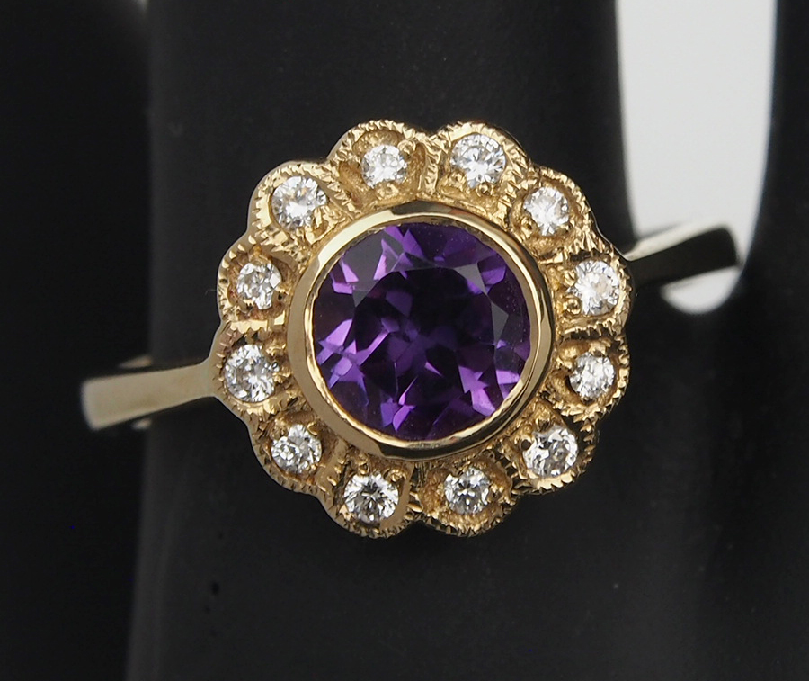 Amethyst and Diamond Cluster Ring