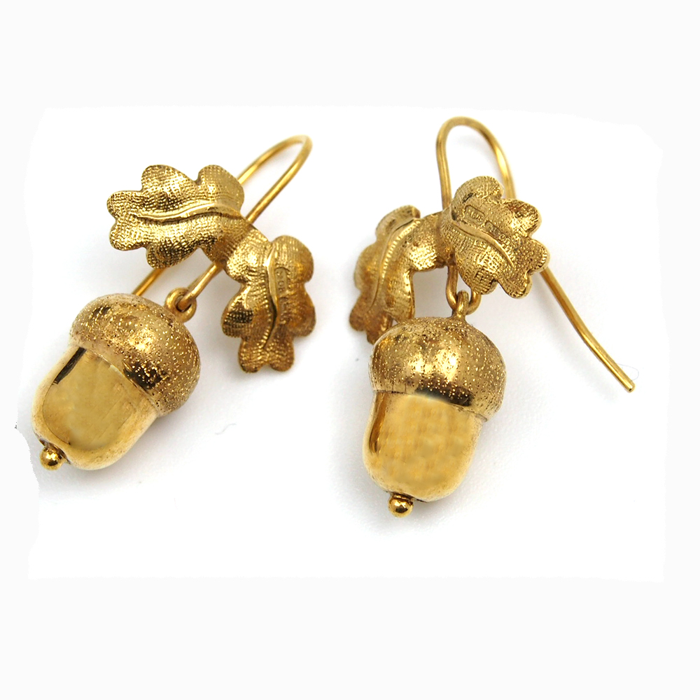 Gold Acorn Drop Earrings