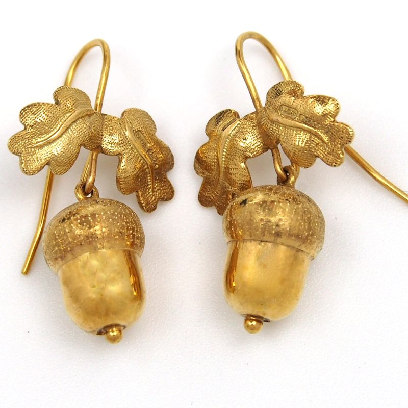 Gold Acorn Drop Earrings