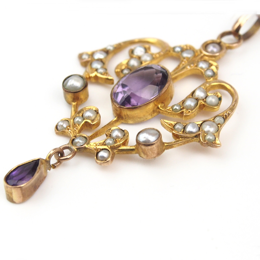 Amethyst & Pearl Edwardian Pendant