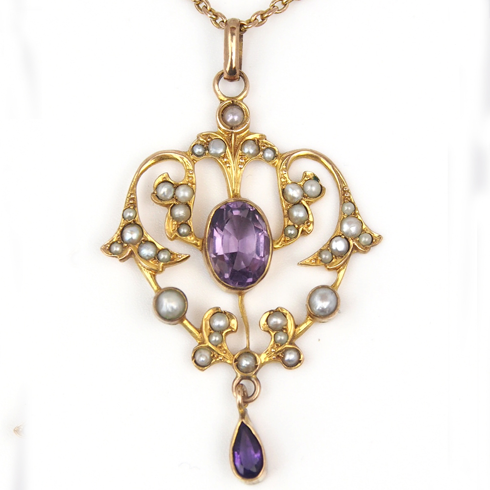 Amethyst & Pearl Edwardian Pendant