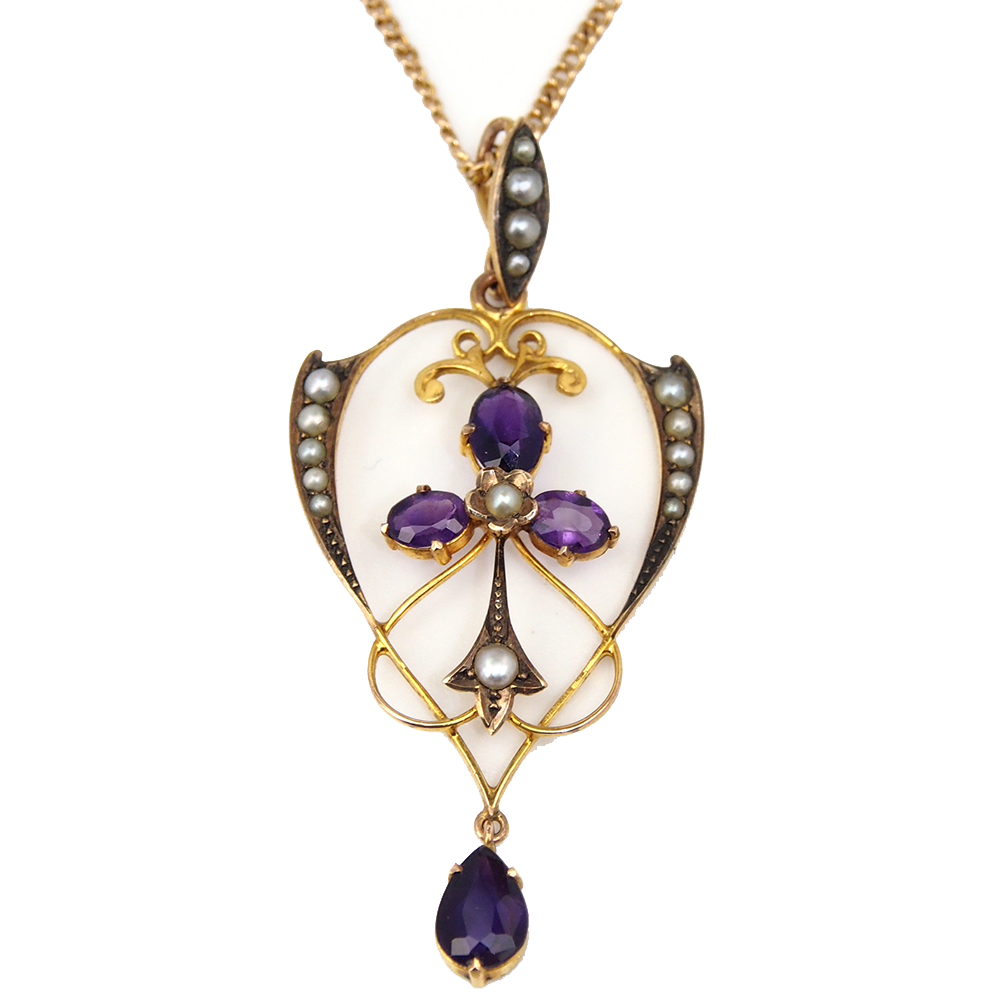 Amethyst & Pearl Edwardian Pendant