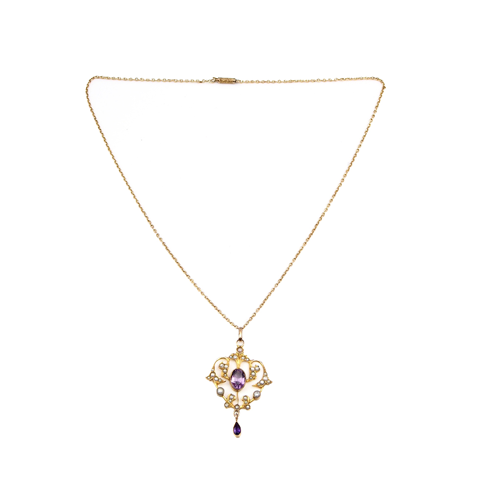 Amethyst & Pearl Edwardian Pendant