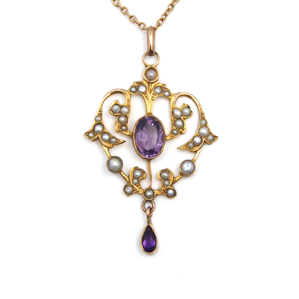 Amethyst & Pearl Edwardian Pendant