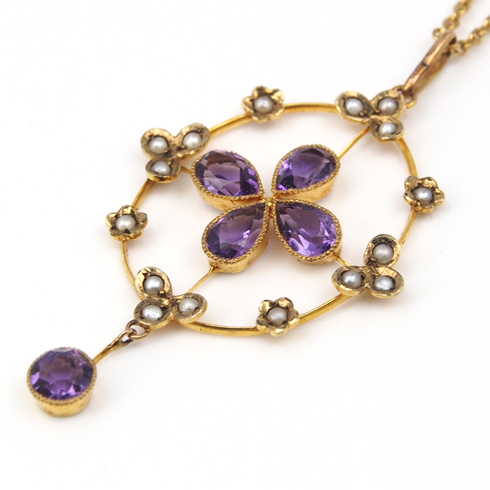 Amethyst & Pearl Edwardian Pendant