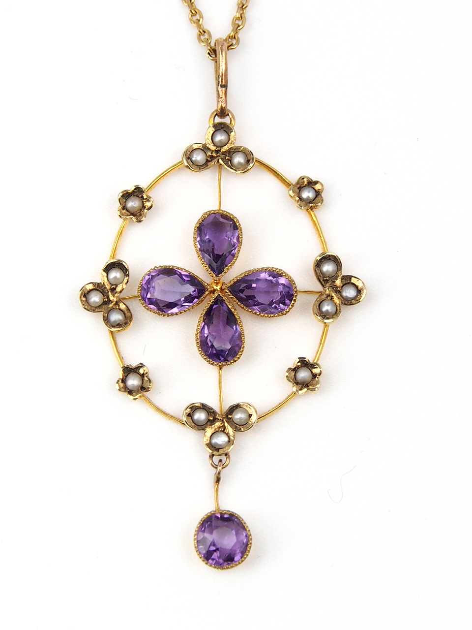 Amethyst & Pearl Edwardian Pendant