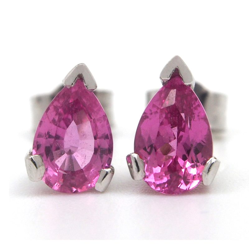 Sapphire Stud Earrings - Pink