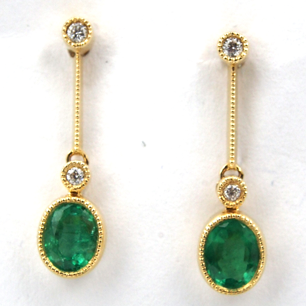 Emerald and Diamond Drop Earrings