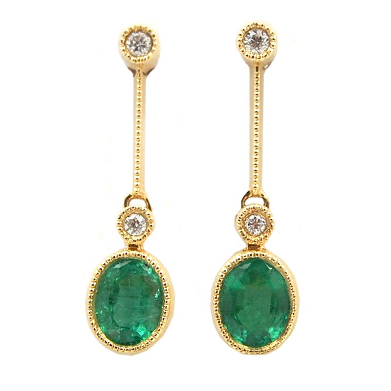 Emerald and Diamond Drop Earrings