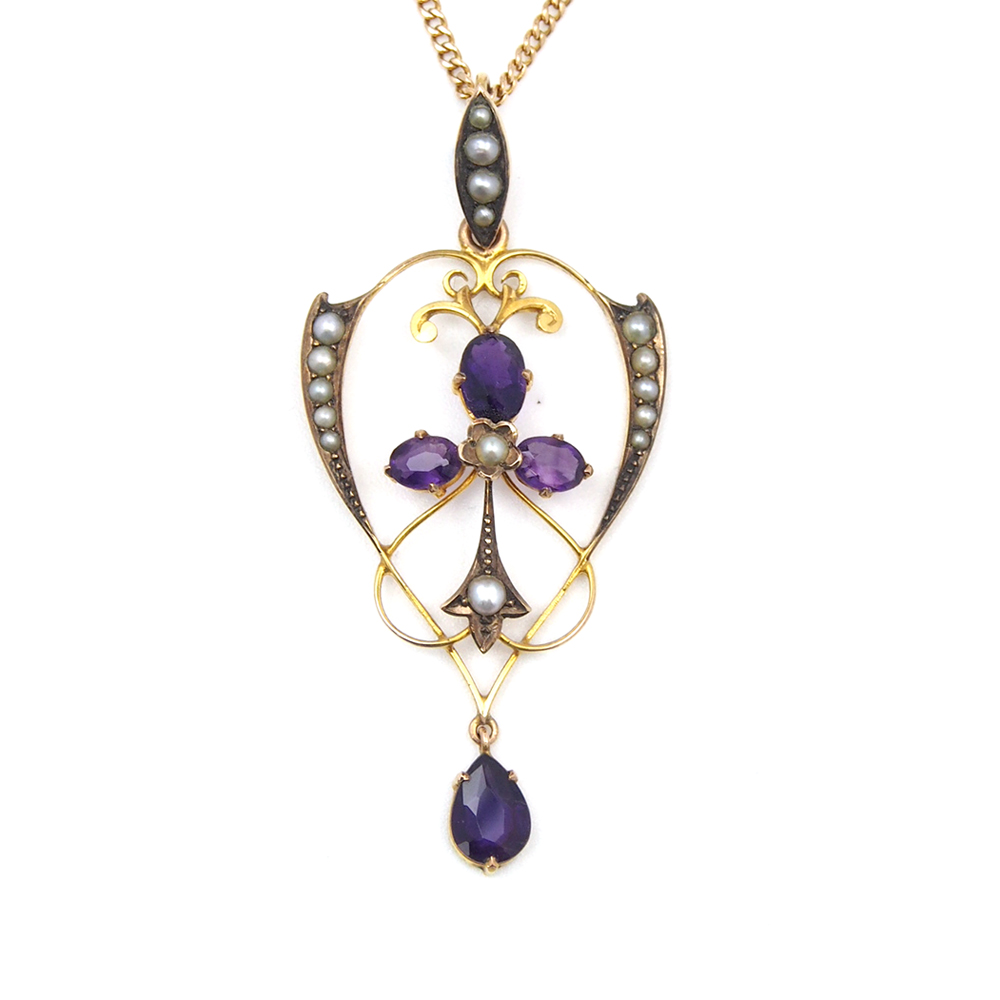 Amethyst & Pearl Edwardian Pendant