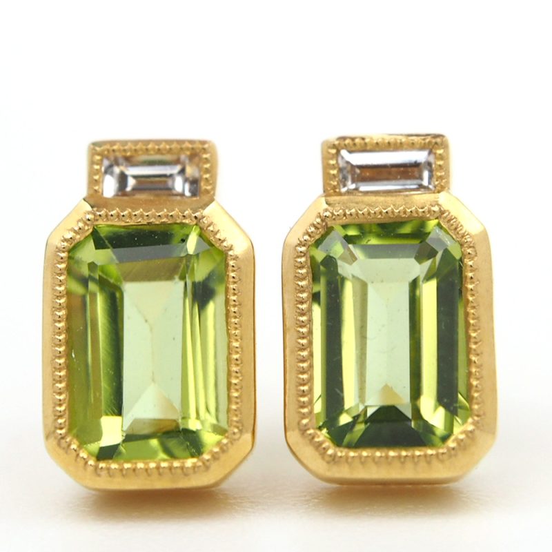 Peridot and Diamond Earrings