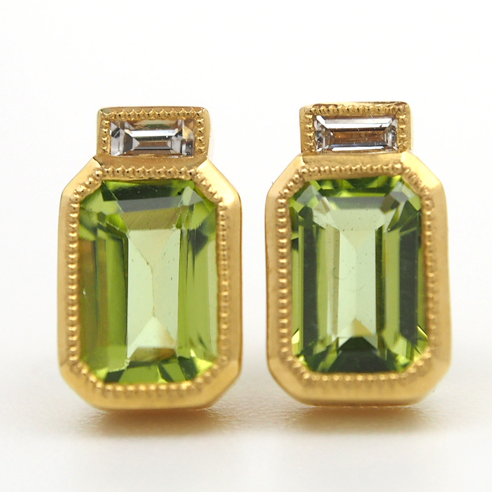Peridot and Diamond Earrings