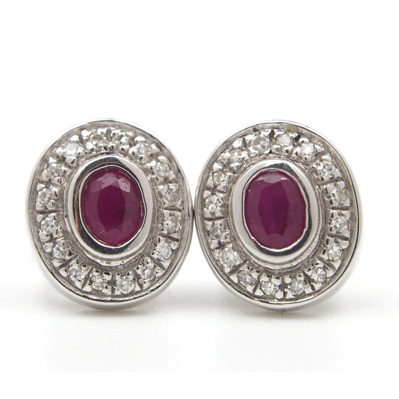 Ruby and Diamond Stud Earrings
