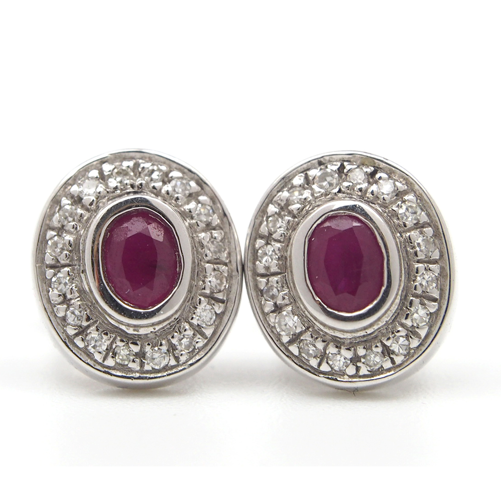 Ruby and Diamond Stud Earrings
