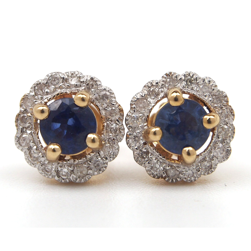 Sapphire and Diamond Stud Earrings
