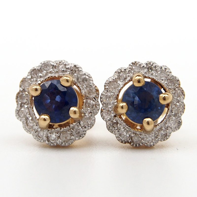 Sapphire and Diamond Stud Earrings