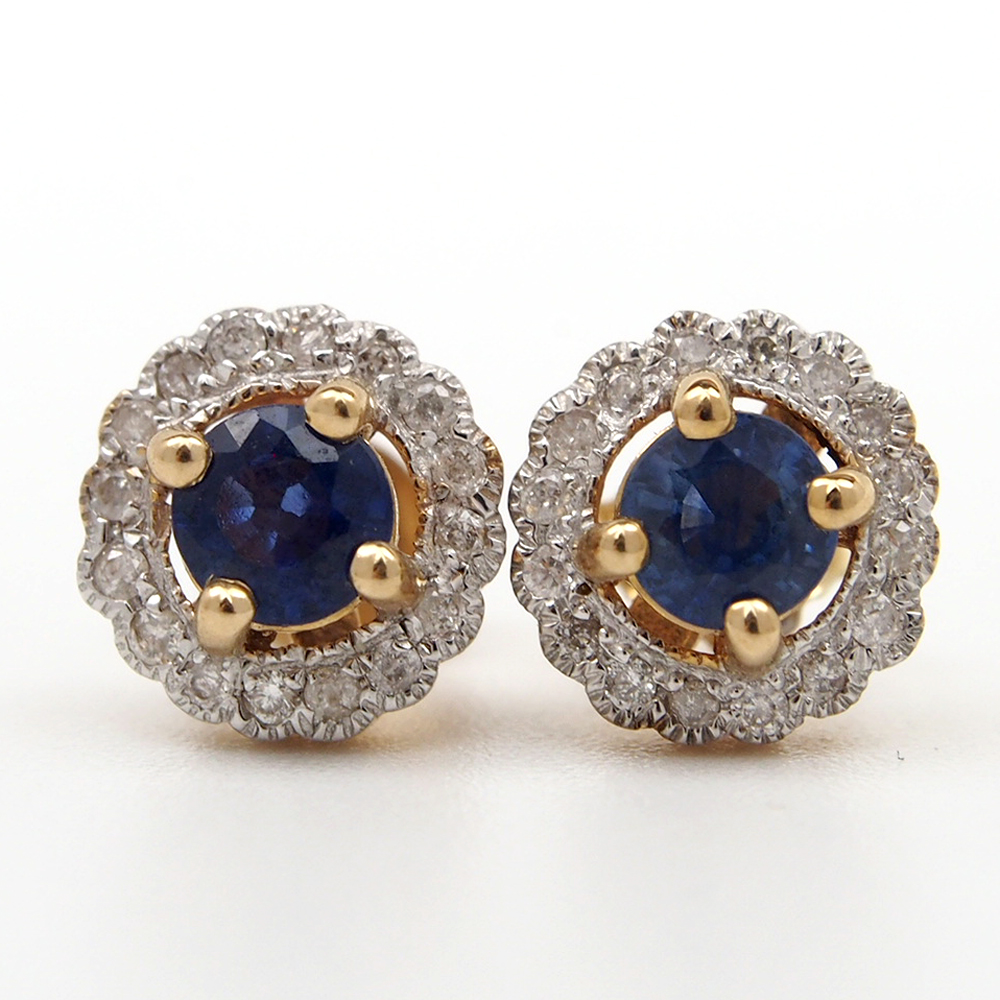 Sapphire and Diamond Stud Earrings