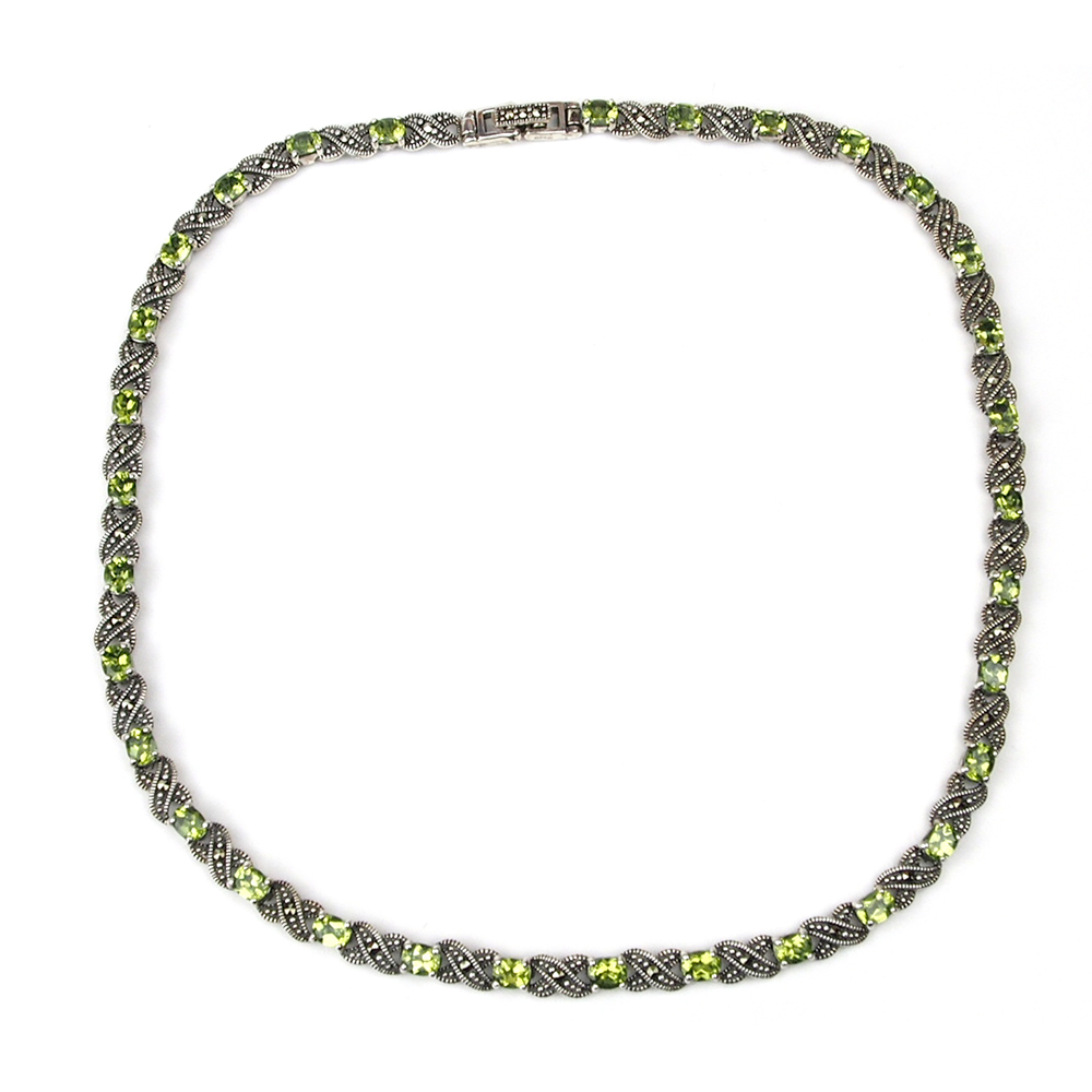 Peridot Silver & Marcasite Necklace