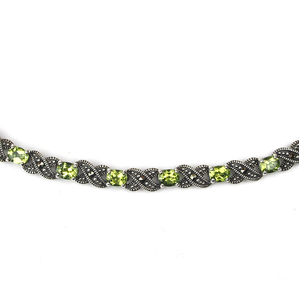 Peridot Silver & Marcasite Necklace
