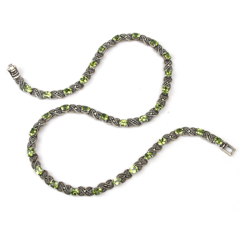 Peridot Silver & Marcasite Necklace