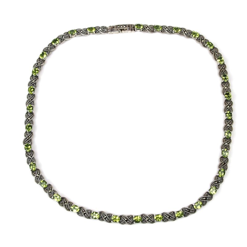 Peridot Silver & Marcasite Necklace