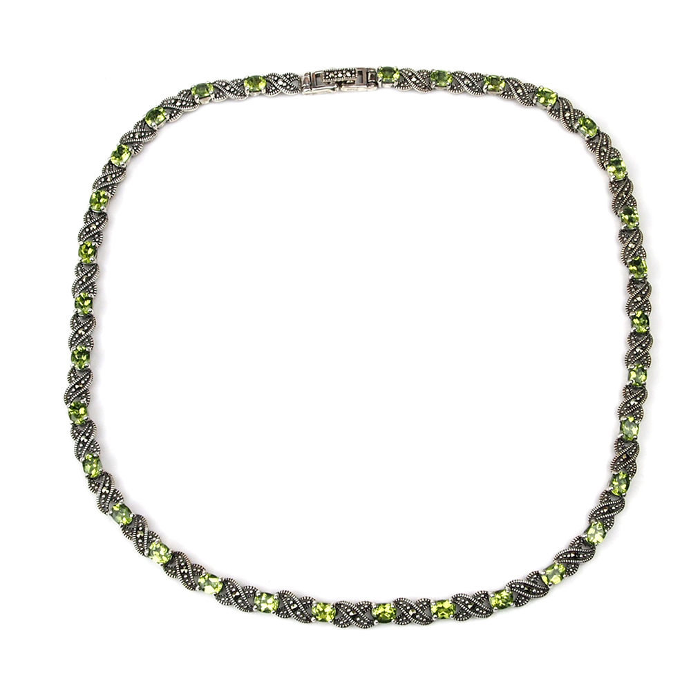 Peridot Silver & Marcasite Necklace