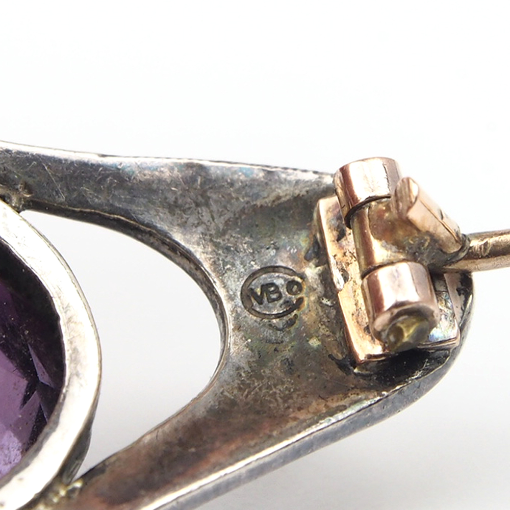 Amethyst Murrle Bennett & Co. Arts and Crafts  Brooch