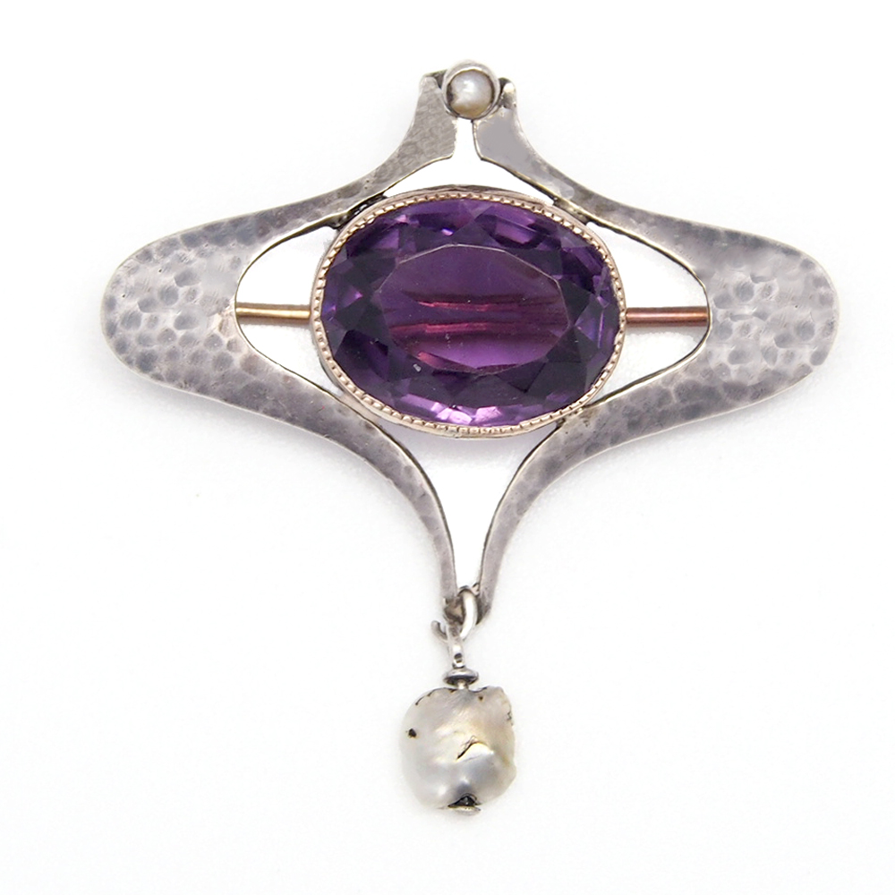 Amethyst Murrle Bennett & Co. Arts and Crafts  Brooch