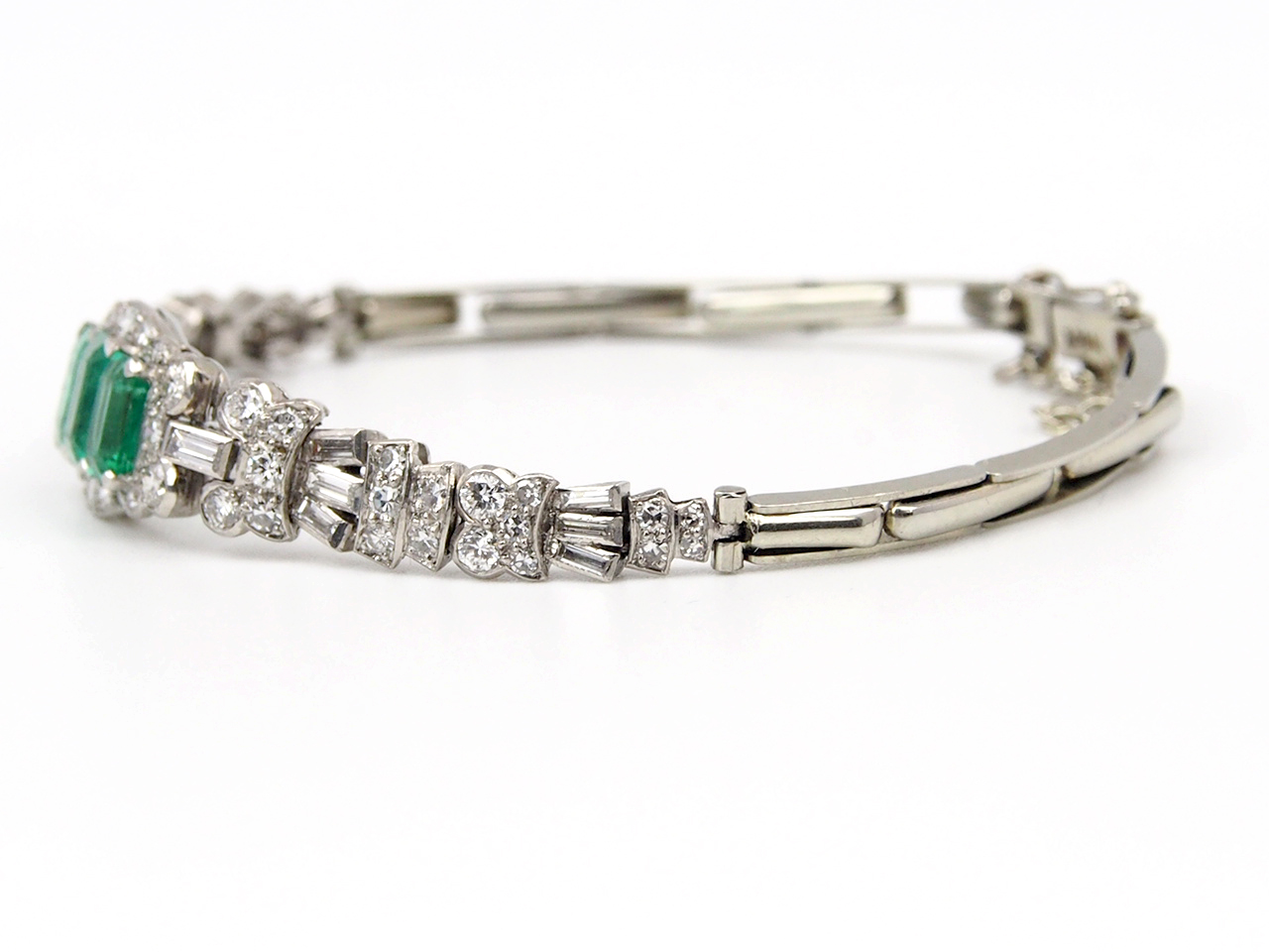 Emerald and Diamond Art Deco  Bracelet