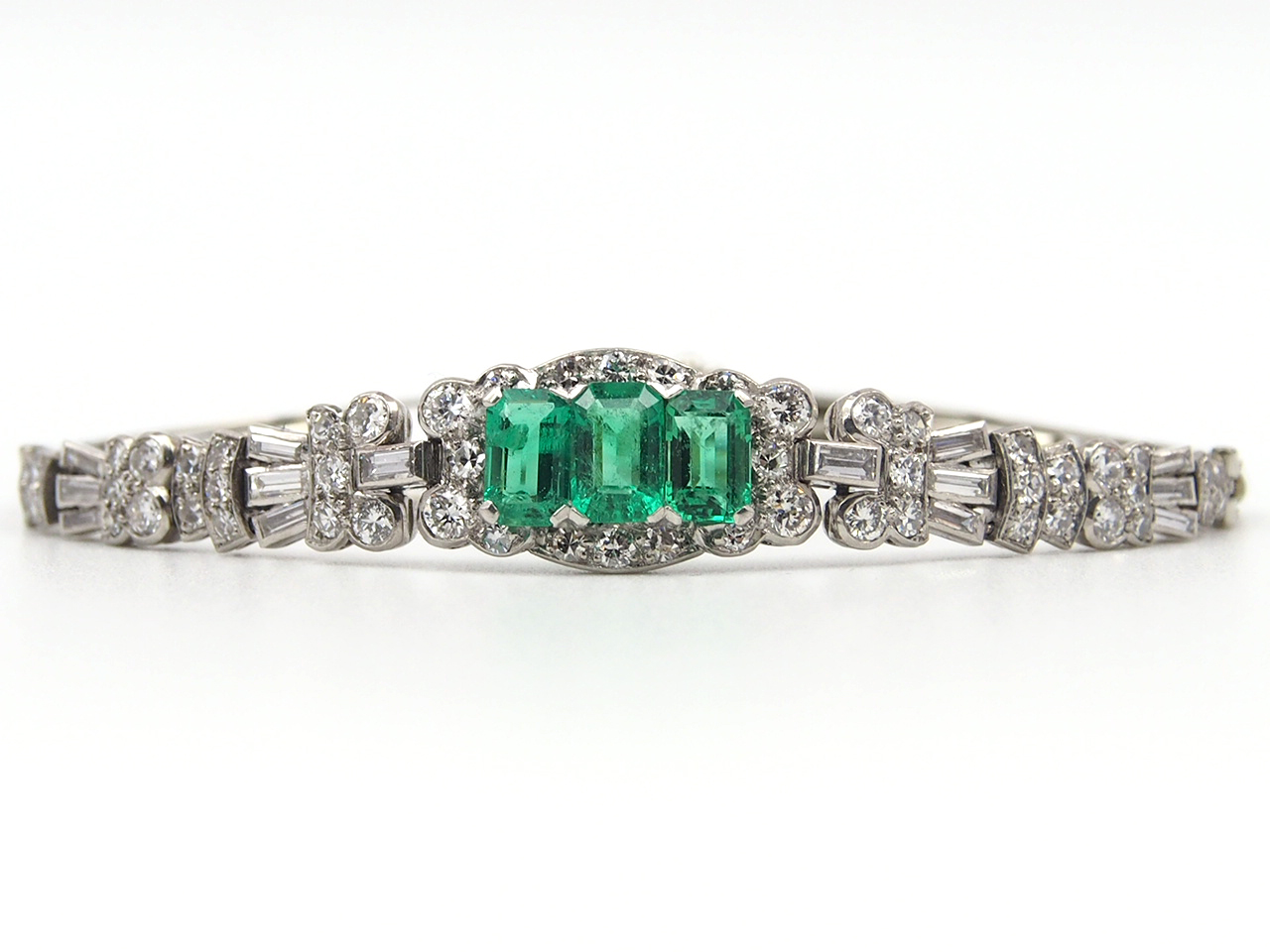Emerald and Diamond Art Deco  Bracelet