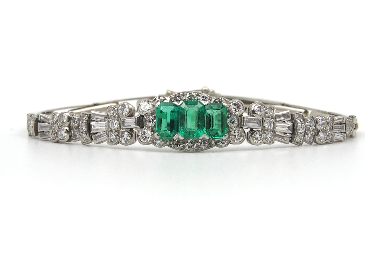 Emerald and Diamond Art Deco  Bracelet